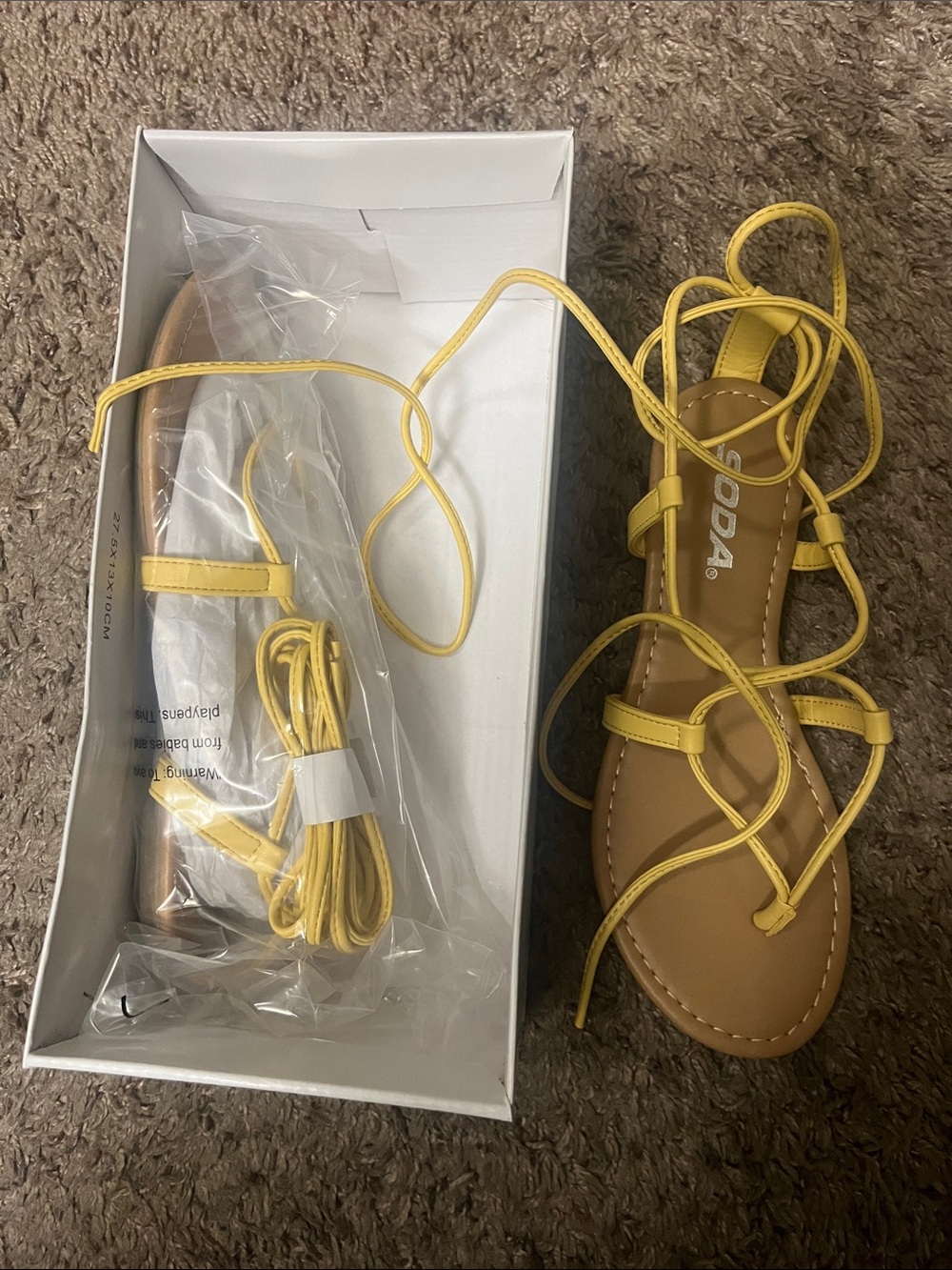 Soda Yellow Lace-Up Strappy Flat Sandals